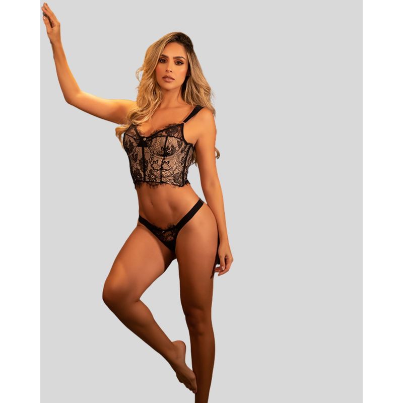 ADRIANA ARANGO - CONJUNTO LENCERIA CORSET CON COLALESS PLENA