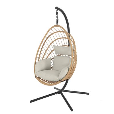 Imagen 2 del producto Silla Colgante Tulum de Mimbre para Terraza con Base