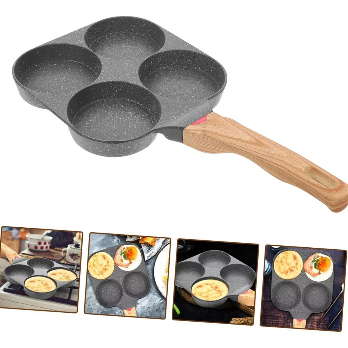 GENERICO - Sartén Antiadherente Para Tortillas Cuatro Agujeros Cocina