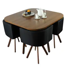 VINCENZI - Juego de Comedor con 4 sillas Negro -