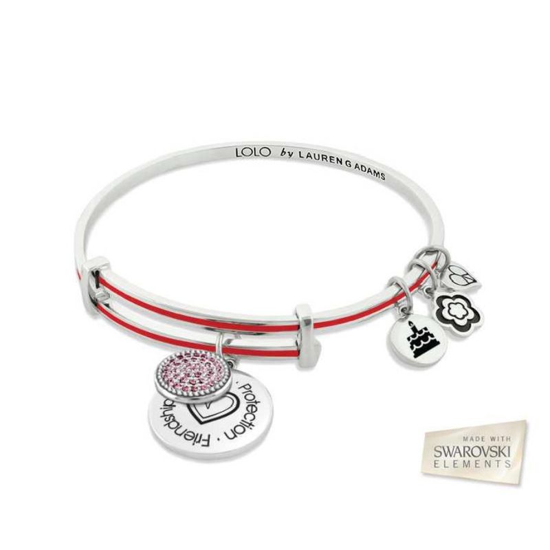 VANE COLLECTION - Pulsera mujer LOLO ajustable baño de rodio esmalte amaranta red