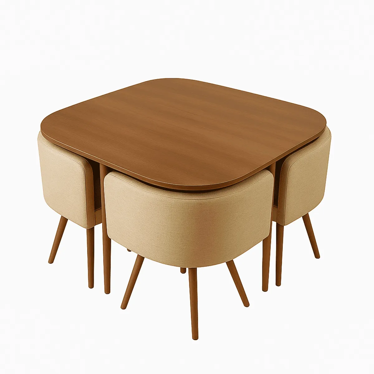 VINCENZI - Juego de Comedor con 4 sillas Beige - Vincenzi