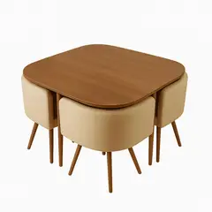 VINCENZI - Juego de Comedor con 4 sillas Beige - Vincenzi.