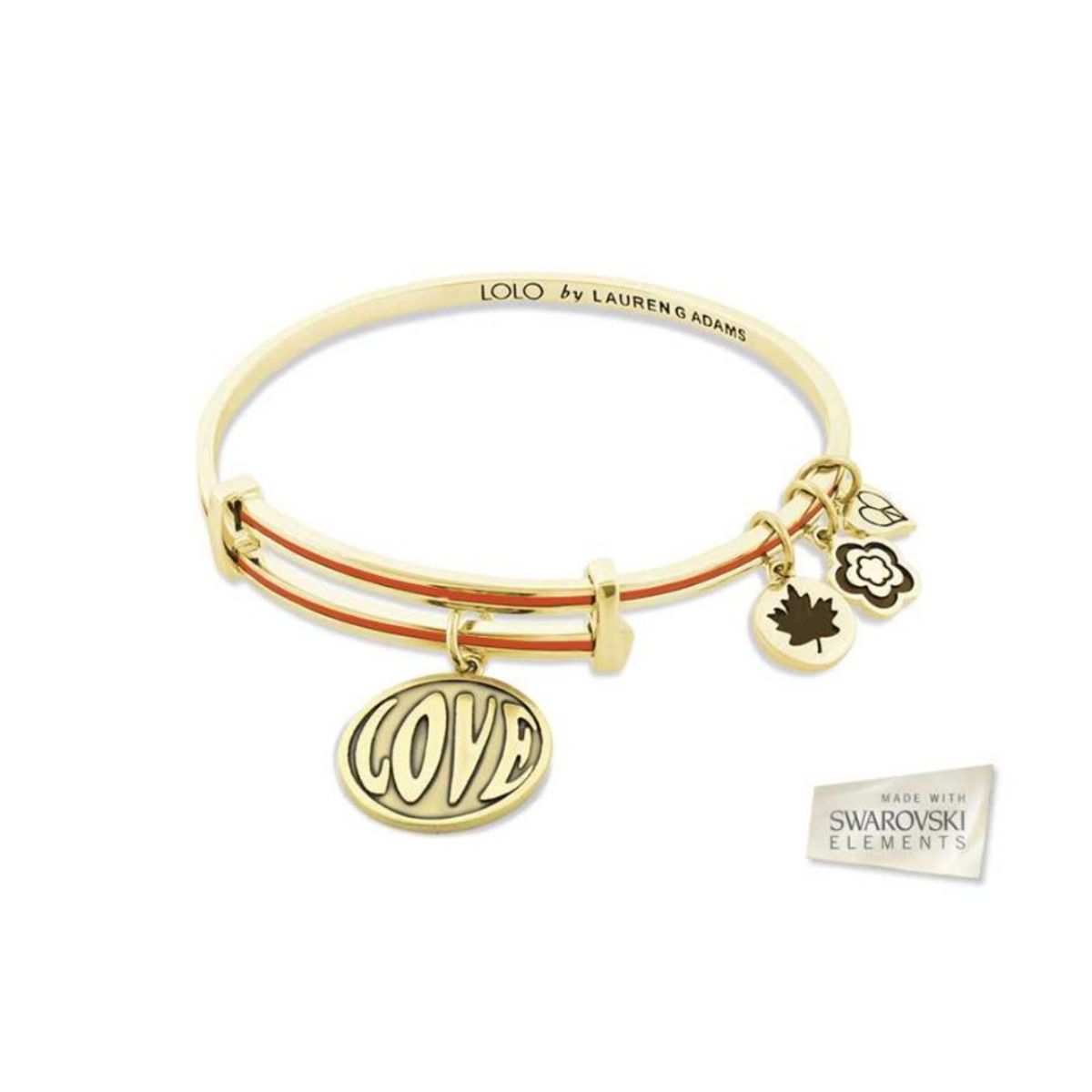 VANE COLLECTION - Pulsera para mujer LOLO ajustable baño de oro esmalte Love charm