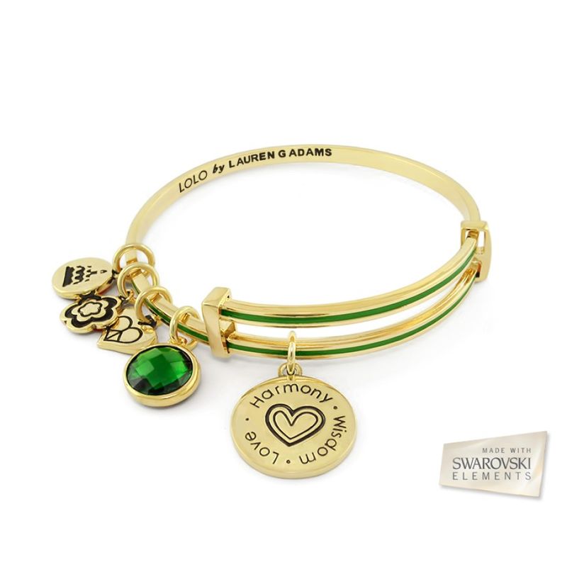 VANE COLLECTION - Pulsera mujer LOLO ajustable baño de oro emerald gold
