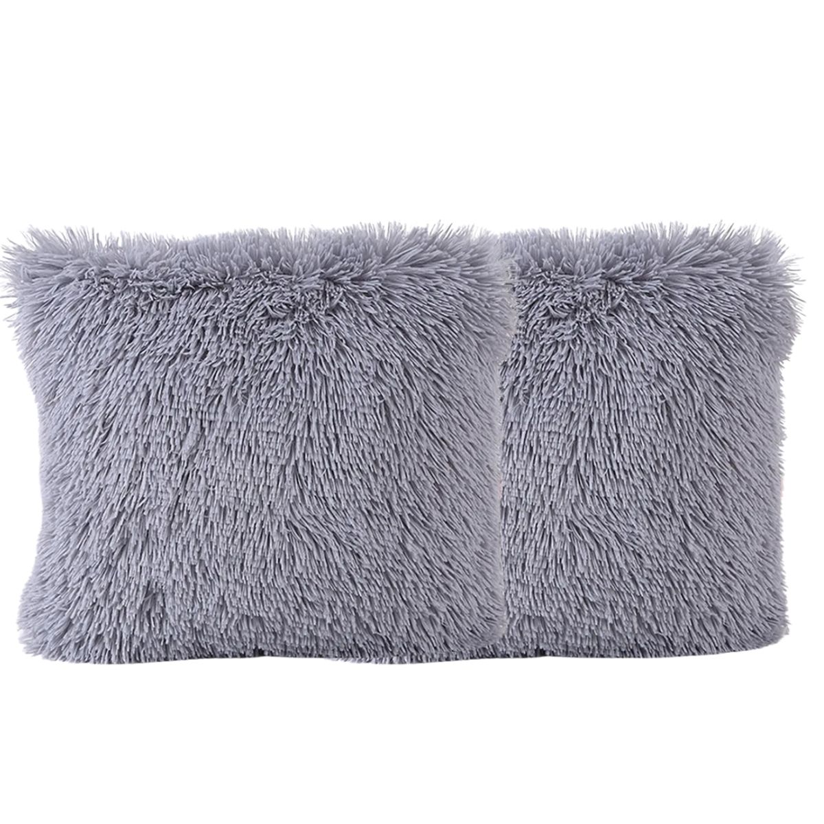 GENERICO - Pack 2 Funda Peluda Decorativa Gris