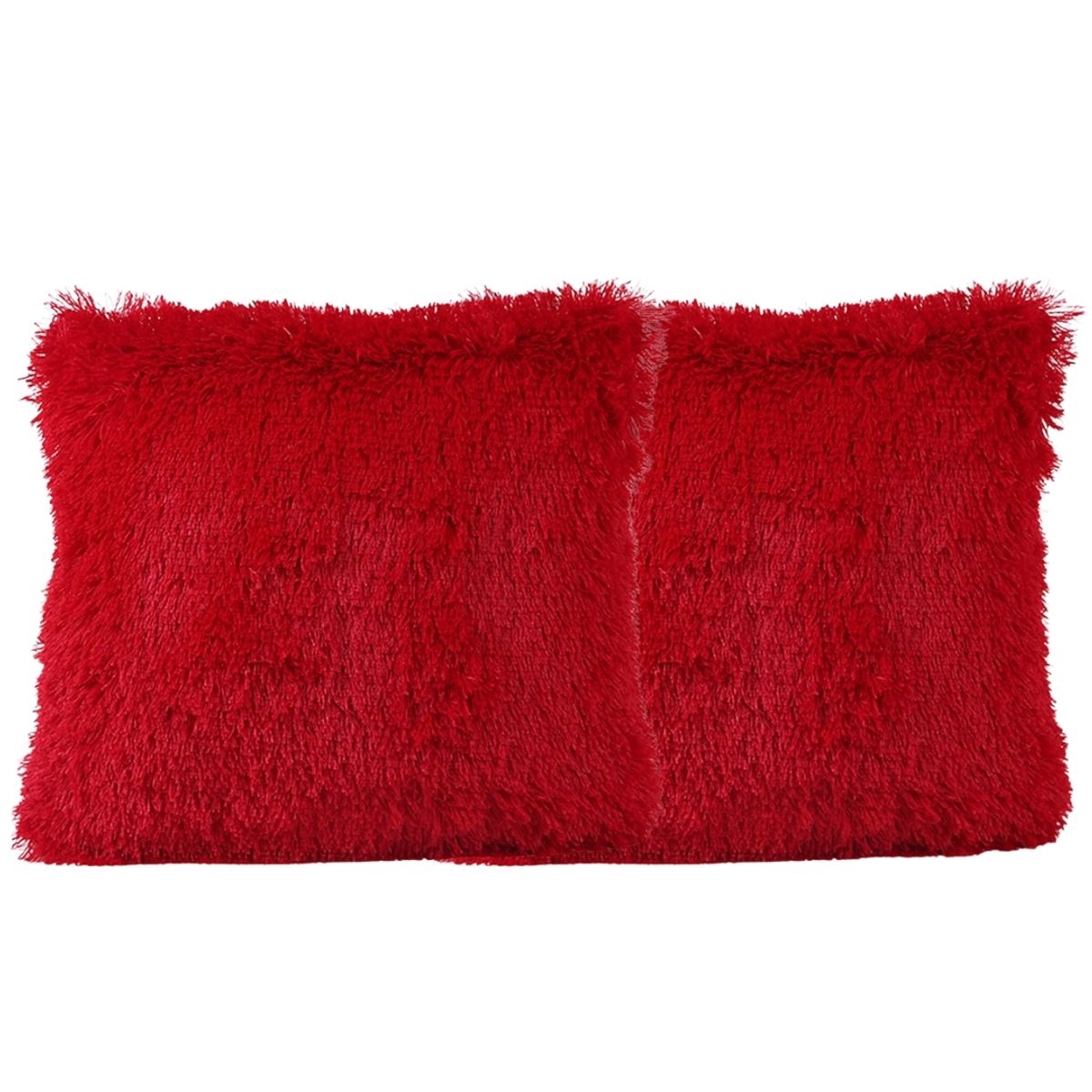 GENERICO - Pack 2 Funda Peluda Decorativa Rojo
