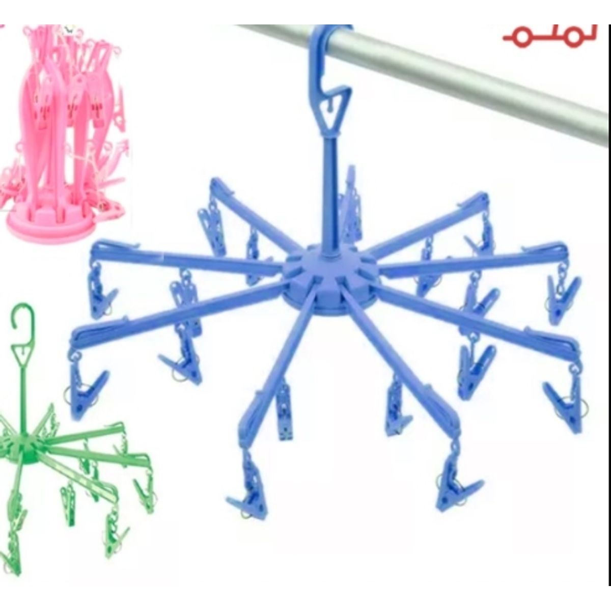 GENERICO - Colgador De Ropa Pulpo Circular 16 Ganchos Colores Surtidos