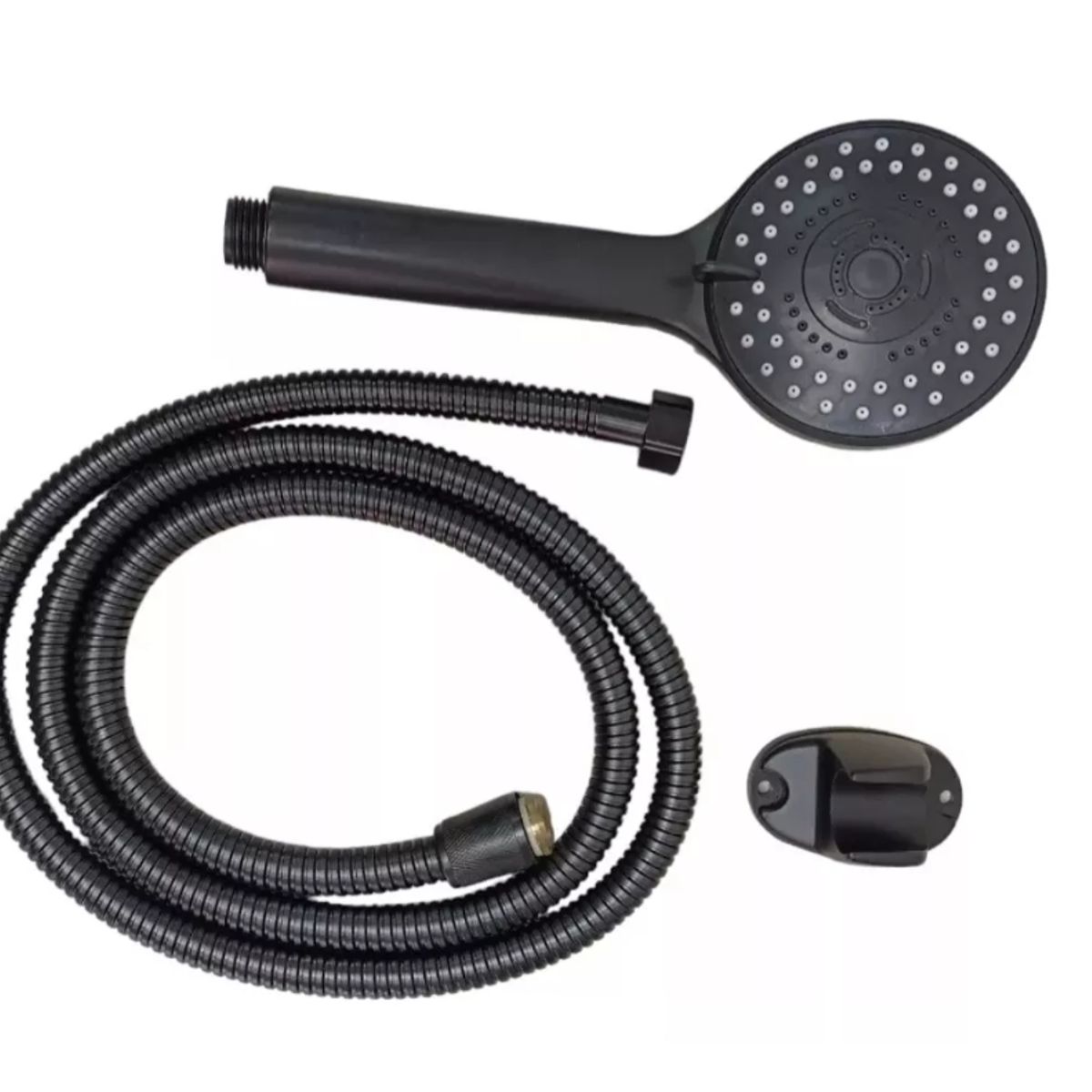 GENERICO - Set Telefono Ducha + Manguera Flexible + Soporte Negro Mate