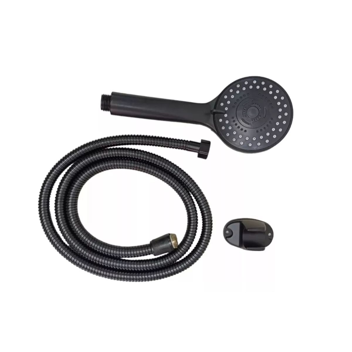 GENERICO - Set Telefono Ducha + Manguera Flexible + Soporte Negro Mate