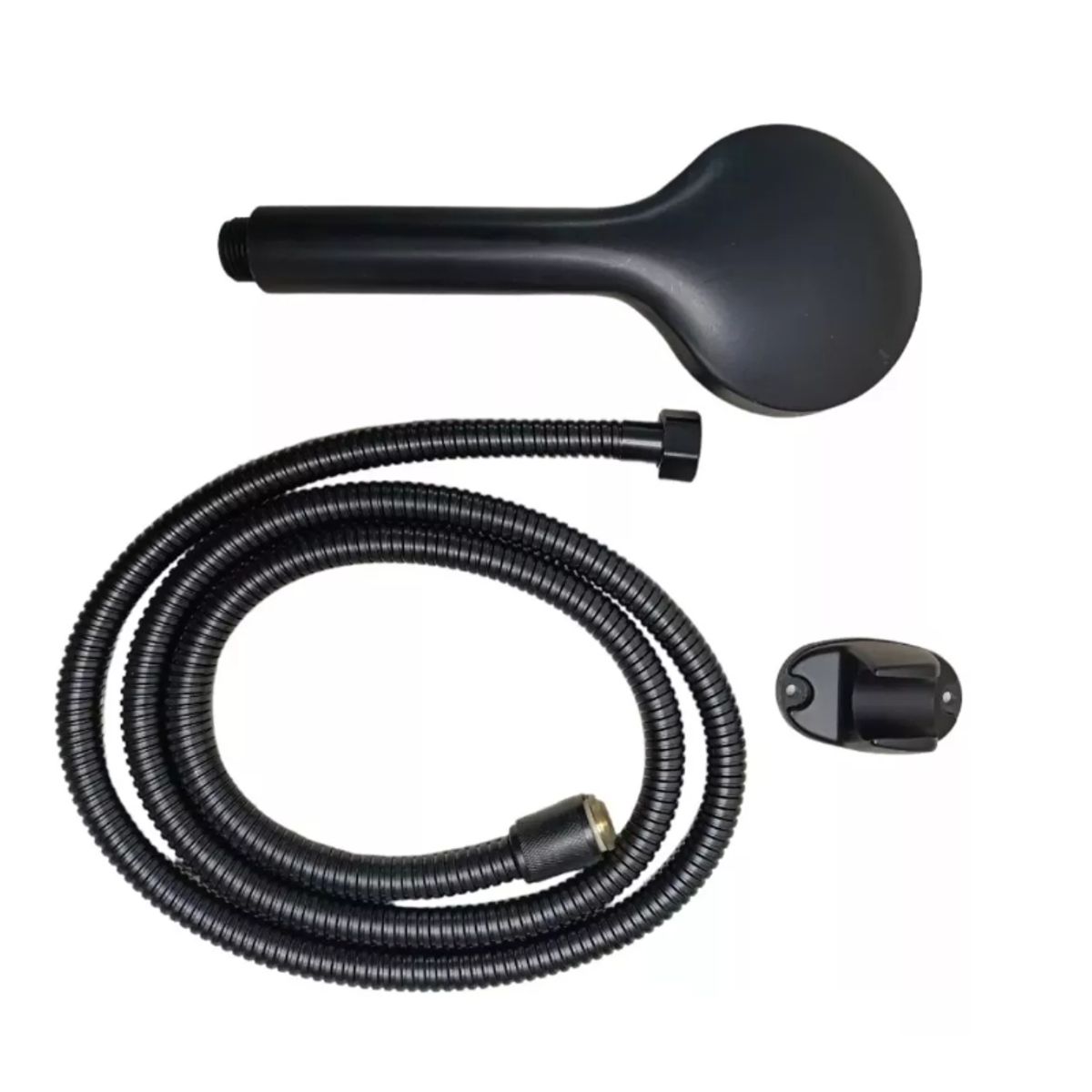 GENERICO - Set Telefono Ducha + Manguera Flexible + Soporte Negro Mate