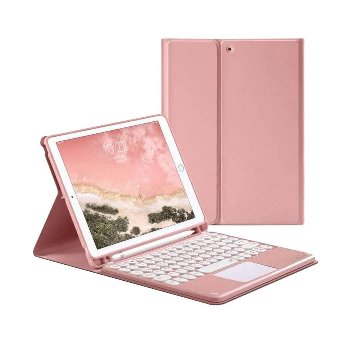 LINKON - Carcasa Funda Teclado Para iPad Tablet Linkon +Pad - Rosa - 10,9"