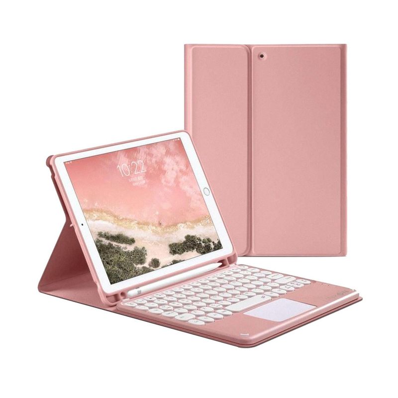 LINKON - Carcasa Funda Teclado Para iPad Tablet Linkon +Pad - Rosa - 10,9"