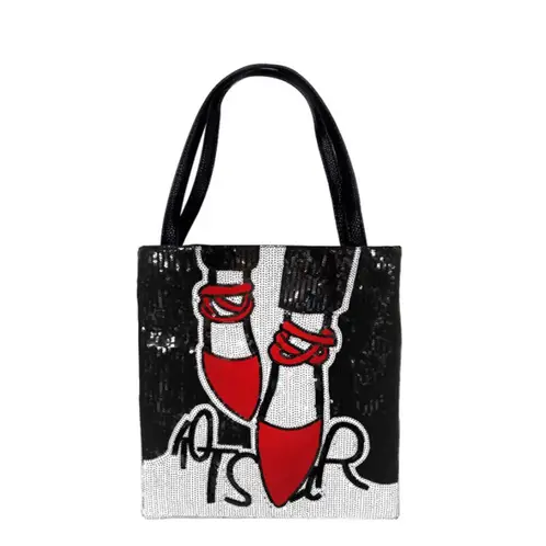 VANE COLLECTION - Cartera mujer bolso tote lentejuelas bordada diseño stilettos