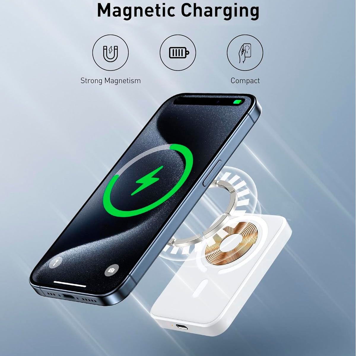 JOIGO - PoweBank Magnetica Compatible Con iPhone Con 5000 Mah Blanco