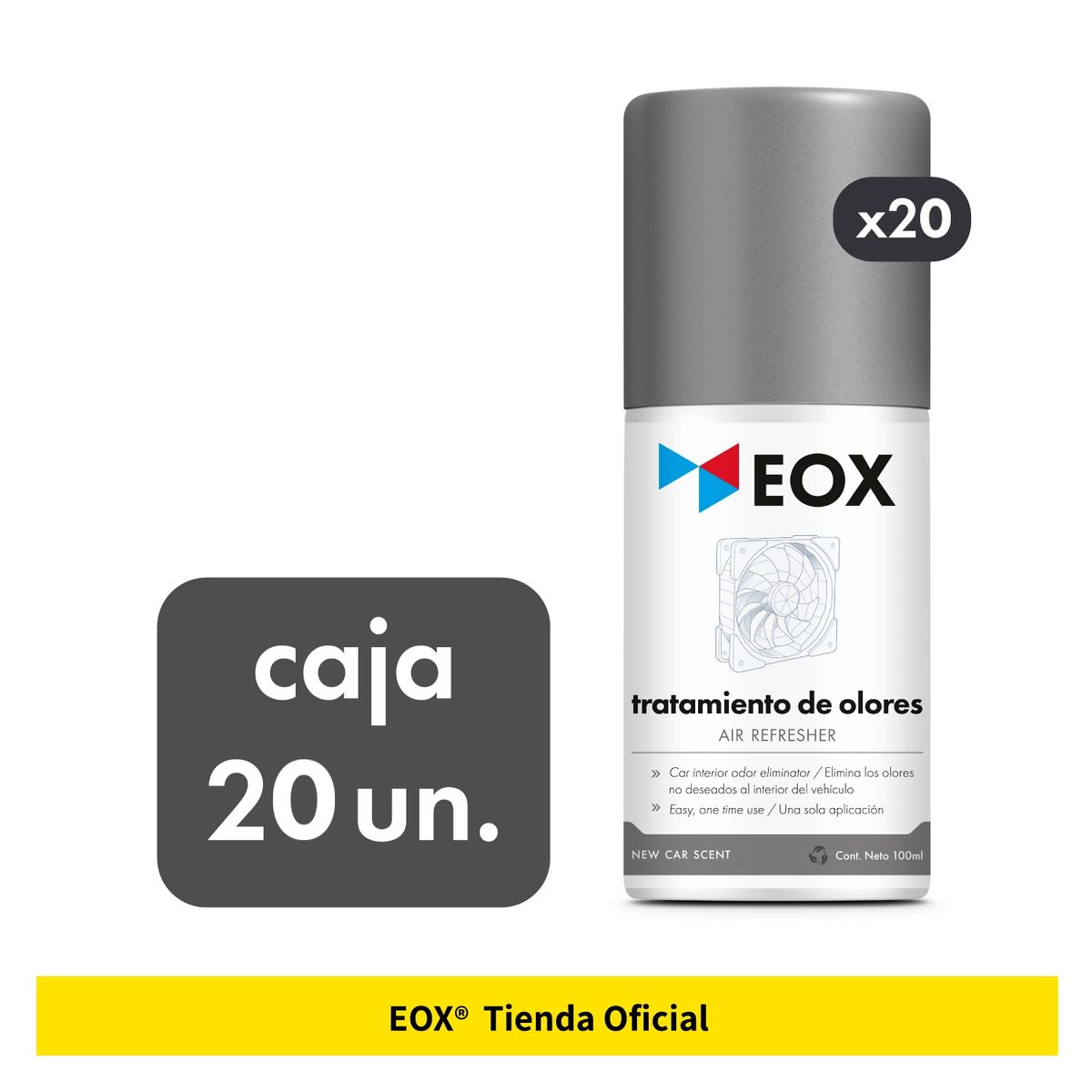 GENERICO - Caja 20 Un. Eliminador Olores Autos Aroma New Car Eox 100 Ml