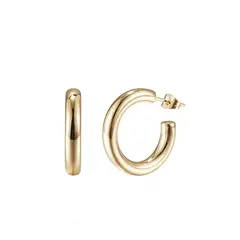 VANE COLLECTION - Aros argollas mujer 2.5 cms acero baño de oro