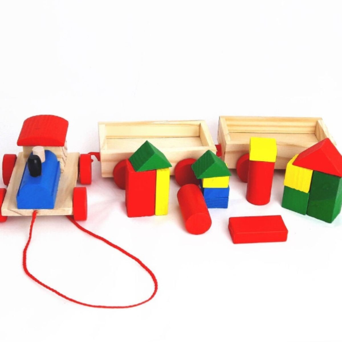 OEM - Tren De Madera 3 Vagones Didáctico Para Niños