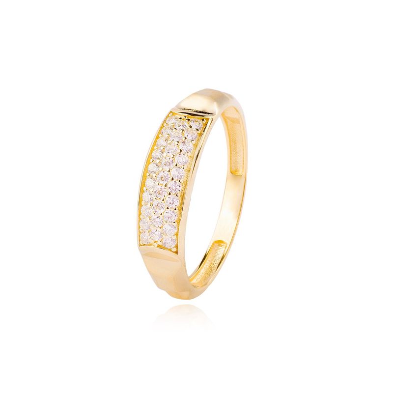 JB JOYAS BARON - Anillo de Oro 18kt Relieve con Circonitas
