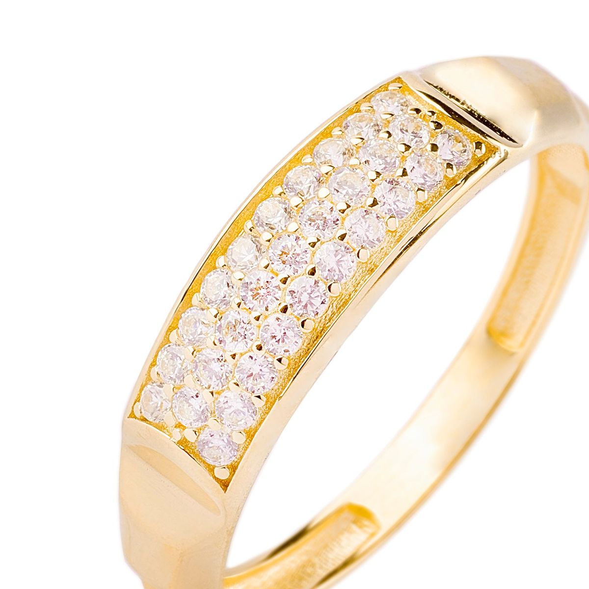 JB JOYAS BARON - Anillo de Oro 18kt Relieve con Circonitas