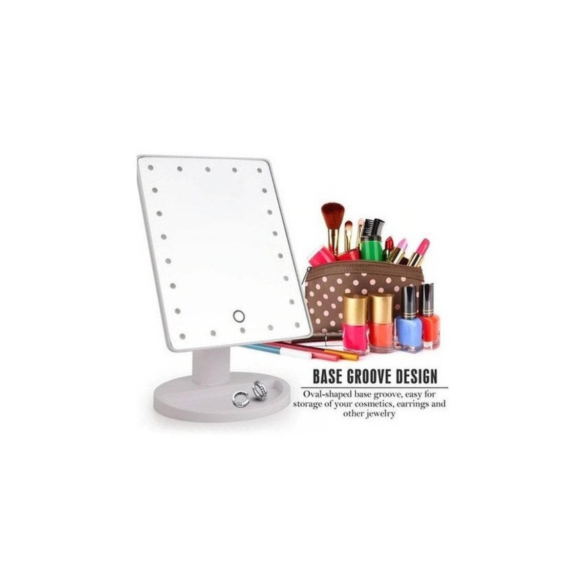 GENERICO - Espejo 22 Luz Led Tactil Maquillaje Usb Portatil Giratorio