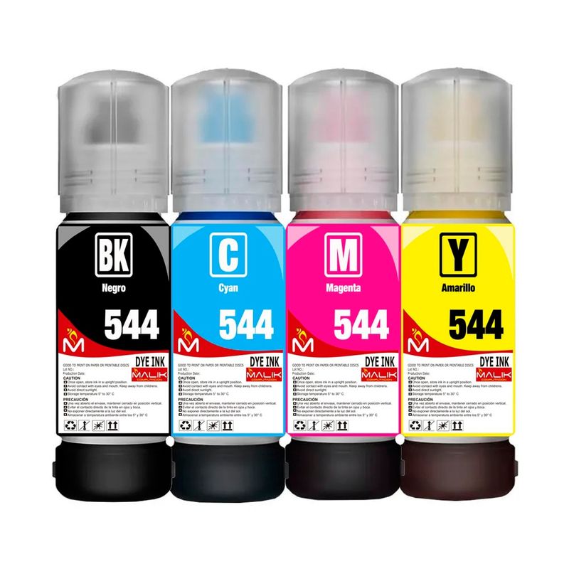 MALIK - Papel Glossy 135gm 100 hojas + 4 Tintas para Epson Etank L3150