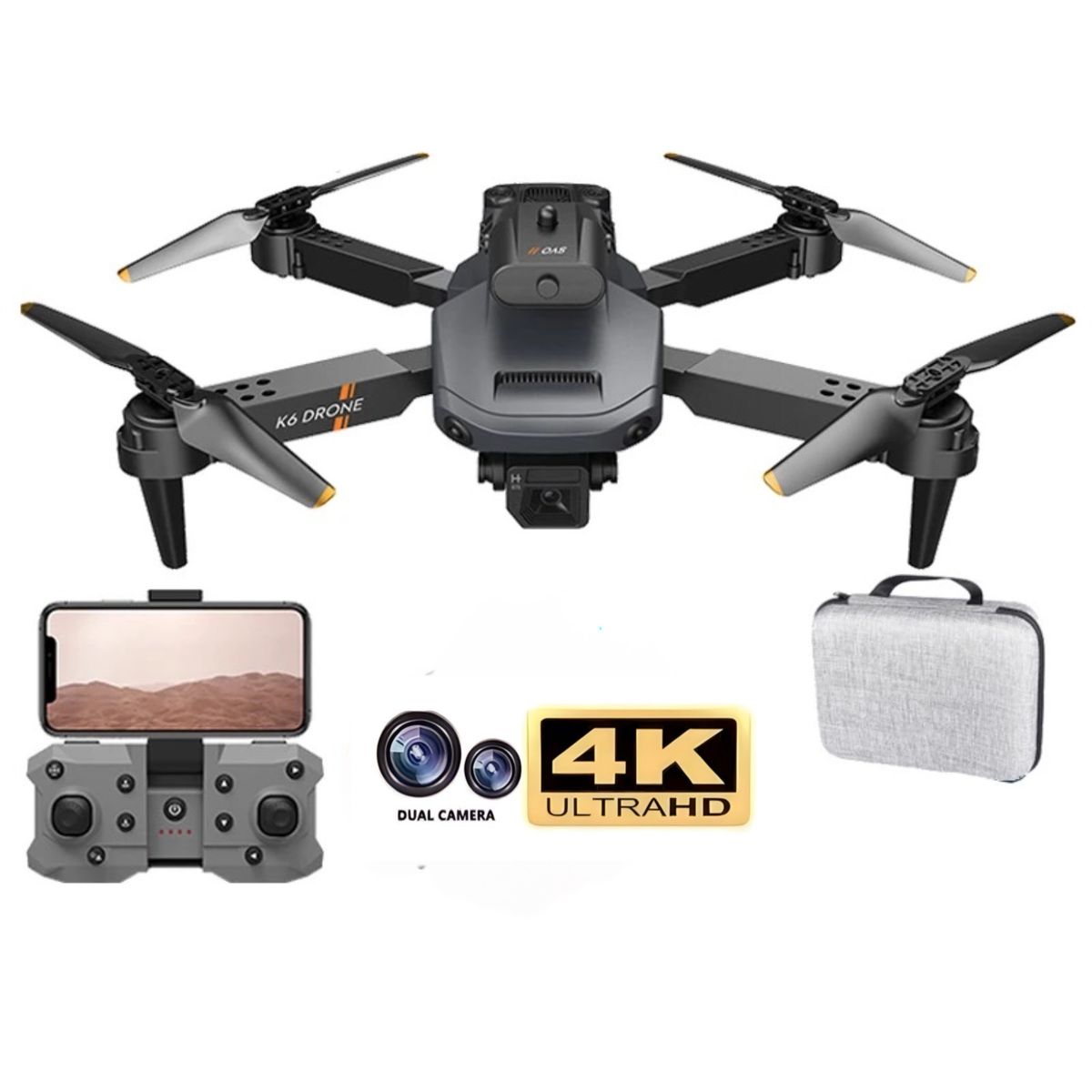 ACTUAL - Dron K6 4K HD Cámara Dual Transmisión En Vivo Gran Angular