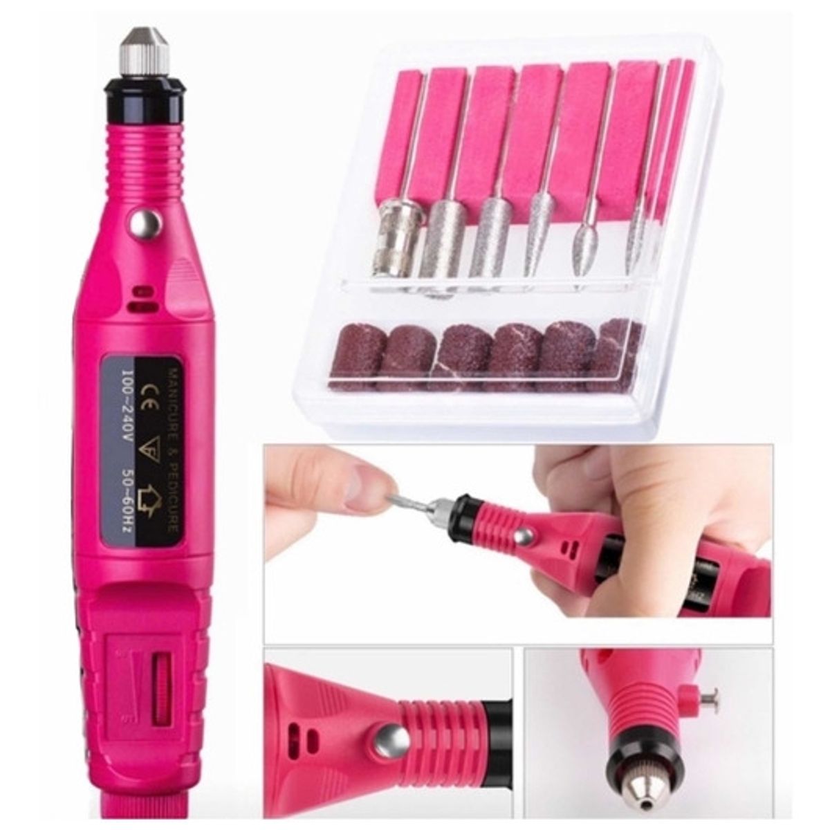 GENERICO - Torno Eléctrico Profesional Manicura Uñas Más Set Fresas