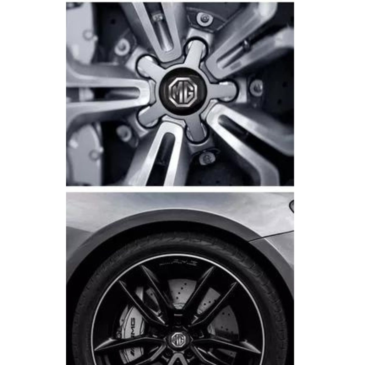 GENERICO - set X4 Tapa Centro MG Llanta Autos 56mm Negra Logo Plata