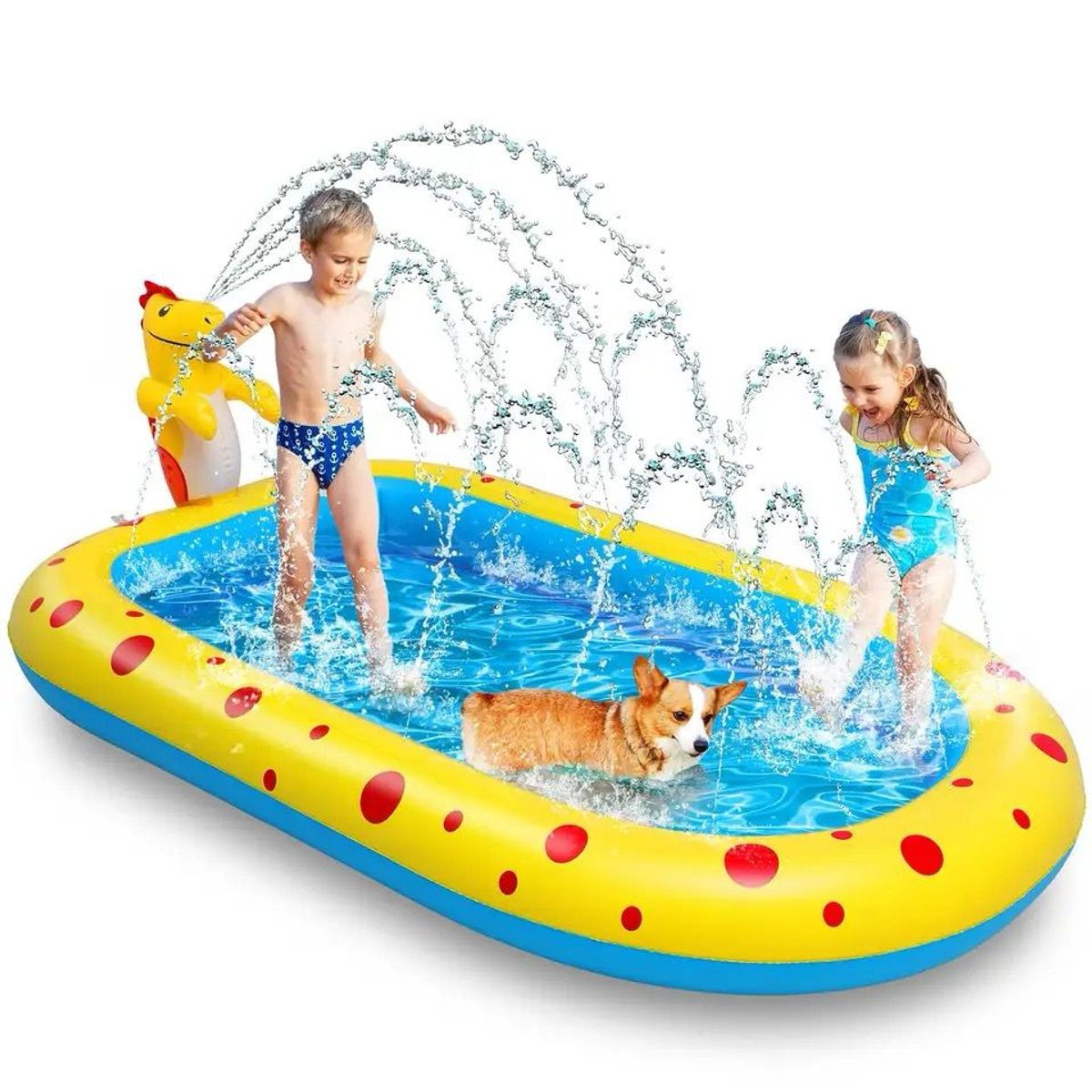 GENERICO - Piscina Inflable Lanza Agua Chorros Dino 170 Cm Niños Y Niña.