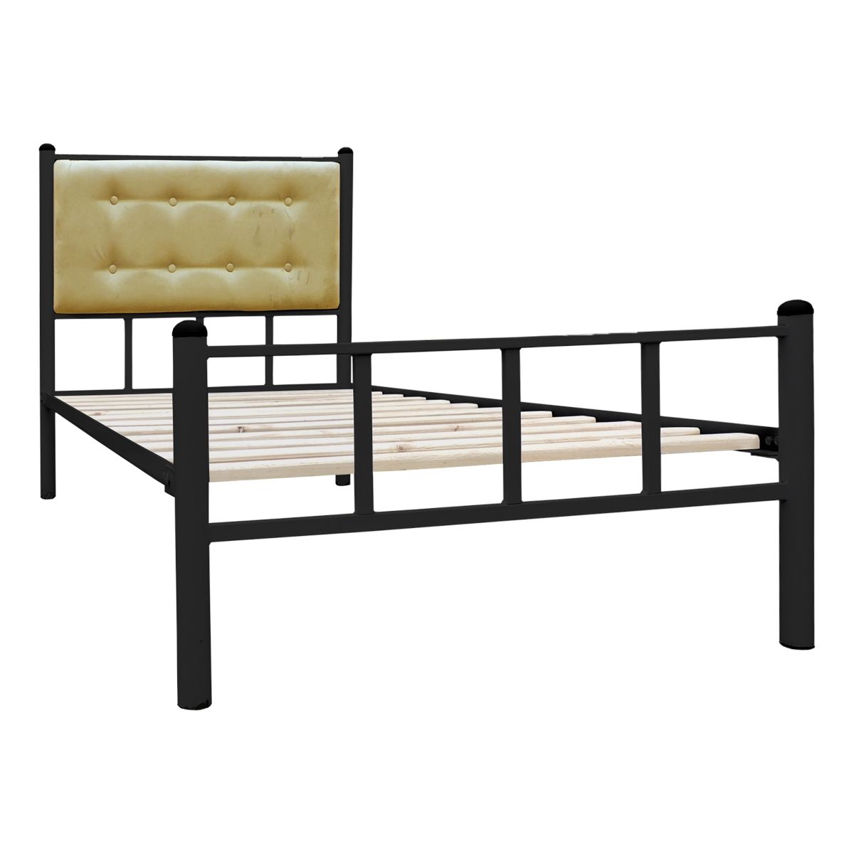 FUTONES Y MUEBLES - Cama Casual 1.5 Plaza Negro/Camel.