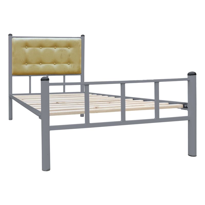 FUTONES Y MUEBLES - Cama Casual 1.5 Plaza Ceniza/Camel.