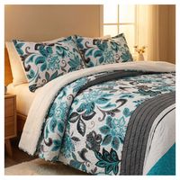 Cubrecama Sherpa King - Turquesa Hojas M910