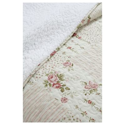 Imagen 2 del producto Cubrecama Sherpa King - Beige Cuadrille Hojas M901