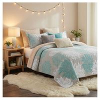 Cubrecama Sherpa King - Gris Mandala Hojas M932