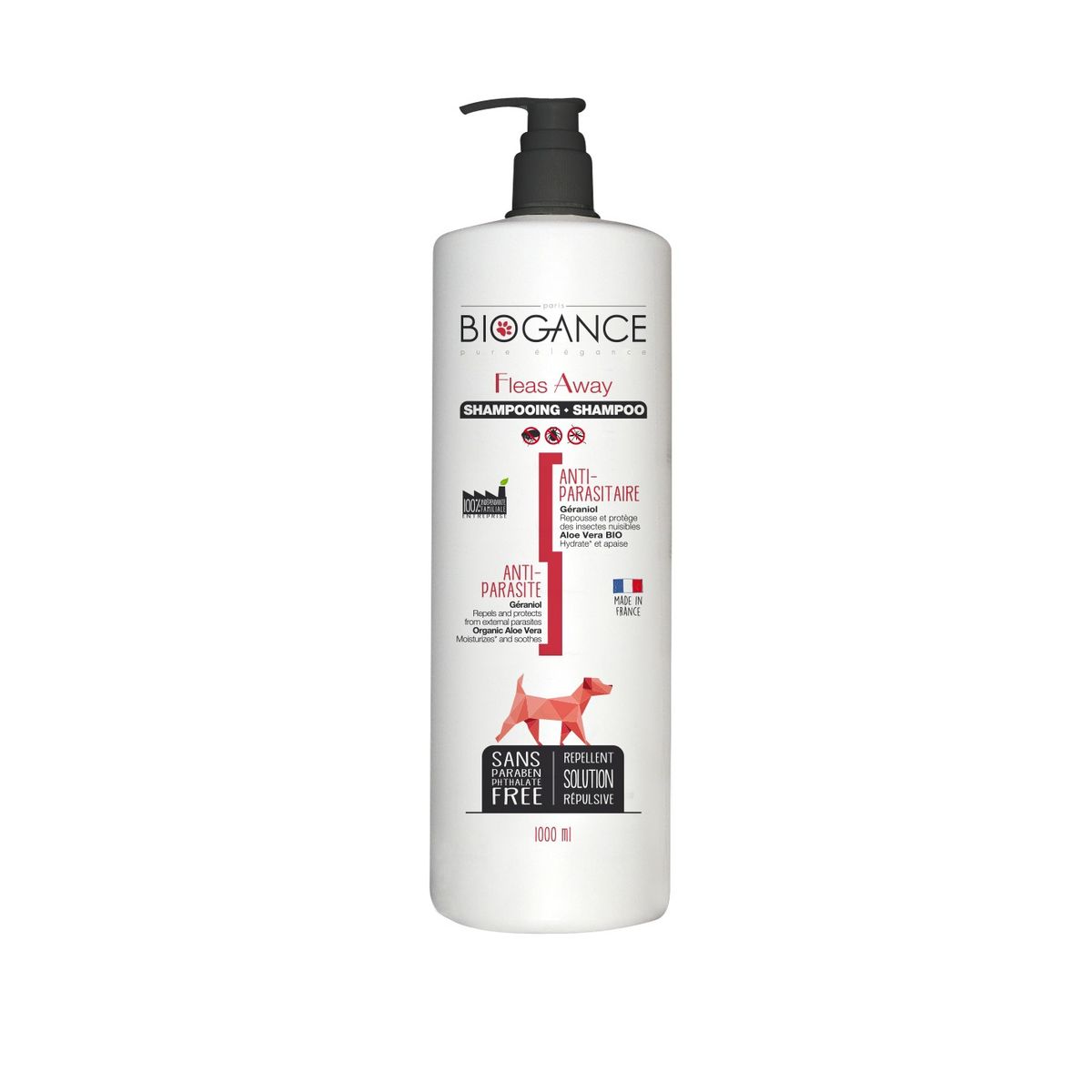BIOGANCE - Shampoo Fleas Away Dog (Repelente de insectos) 1 Litro.