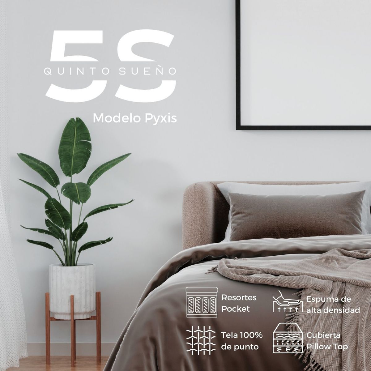 5 SUEÑO - Colchón King De Resortes 5° Sueño Pyxis 200x180x34cm