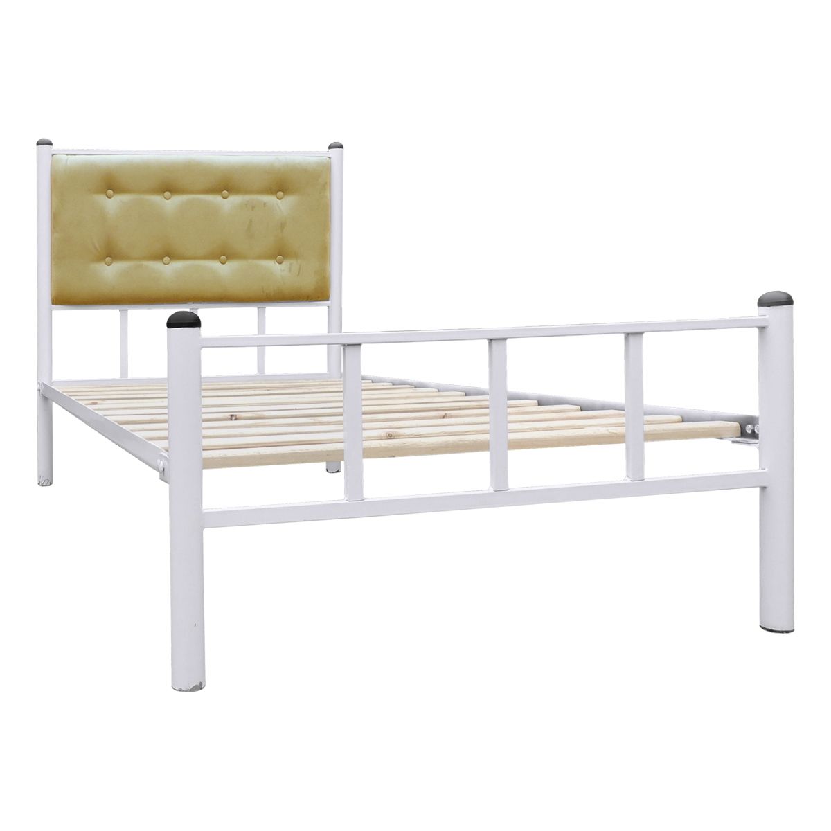 FUTONES Y MUEBLES - Cama Casual 1.5 Plaza Blanco/Camel.