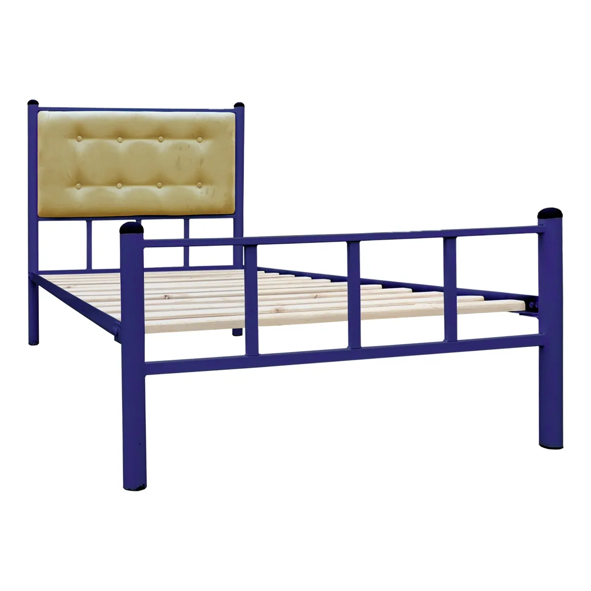 FUTONES Y MUEBLES - Cama Casual 1.5 Plaza Azul/Camel.