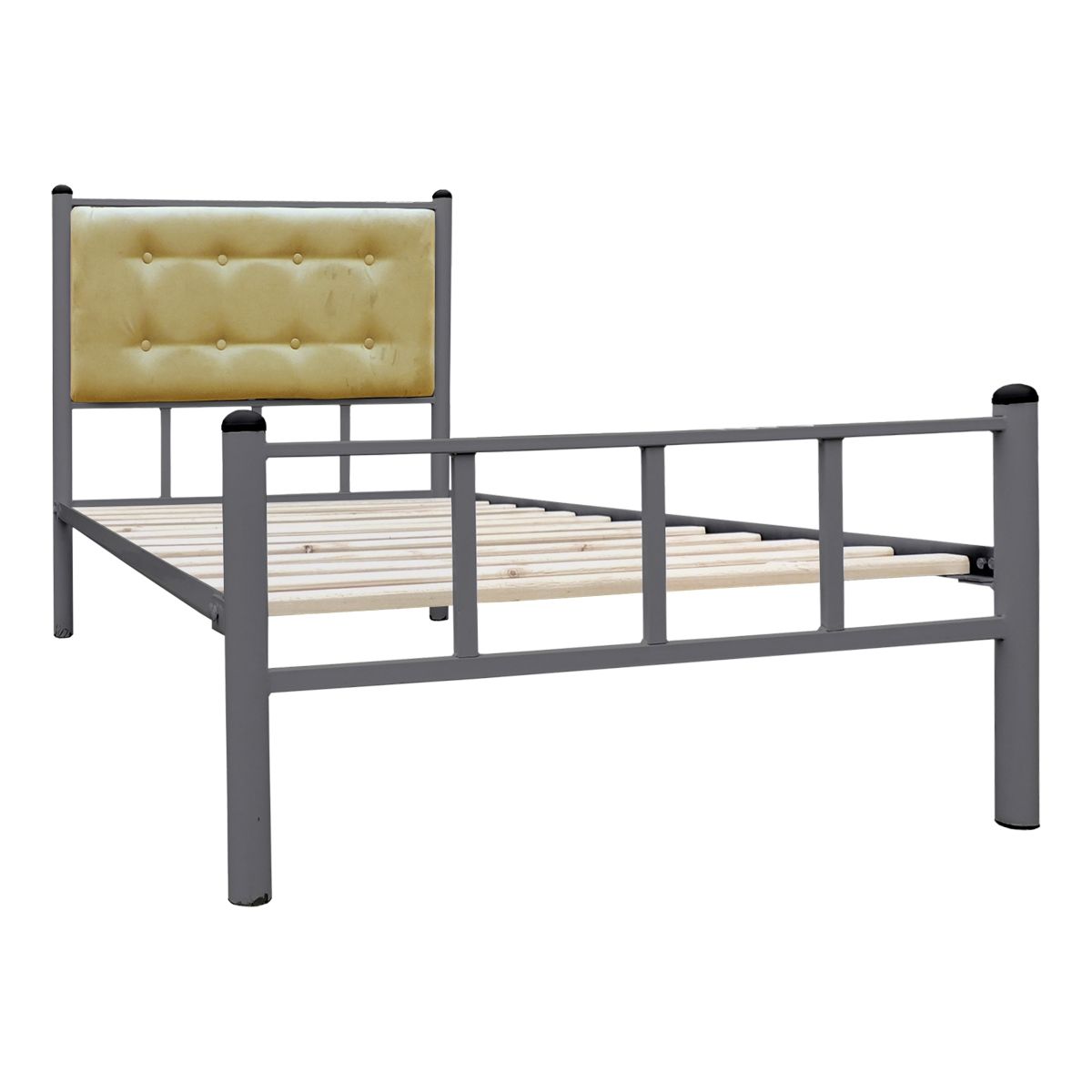 FUTONES Y MUEBLES - Cama Casual 1 Plaza Grafito/Camel.