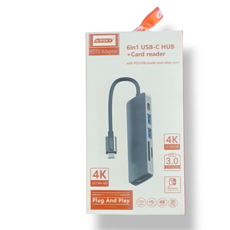 GENERICO - Hub Adaptador Usb C 6 En 1 Para Macbook iPad Tablet Notebook
