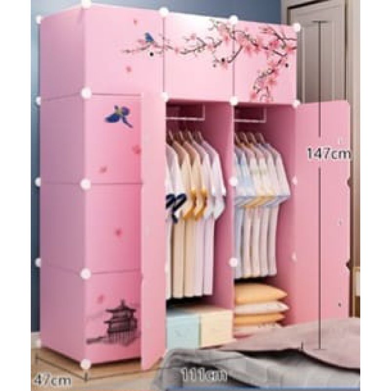 HARMONY DE LAMAQUIHE - Armario Closet Ropero de Metal Forrado con Impermeable Rosado