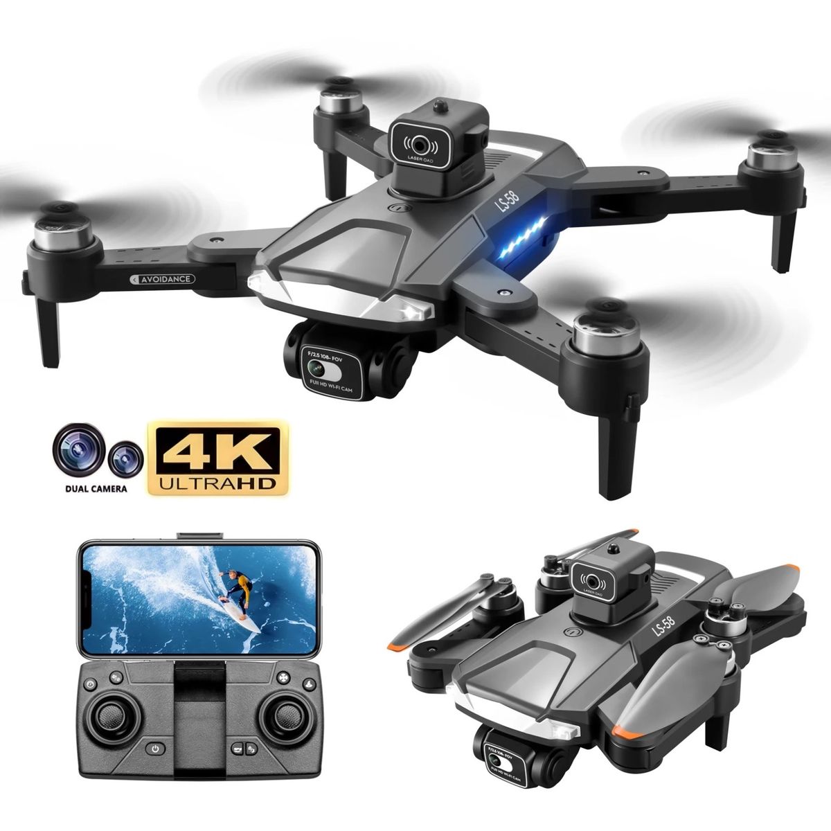 ACTUAL - Dron GPS  4K HD Cámara Dual Con WIFI 5G LS-58