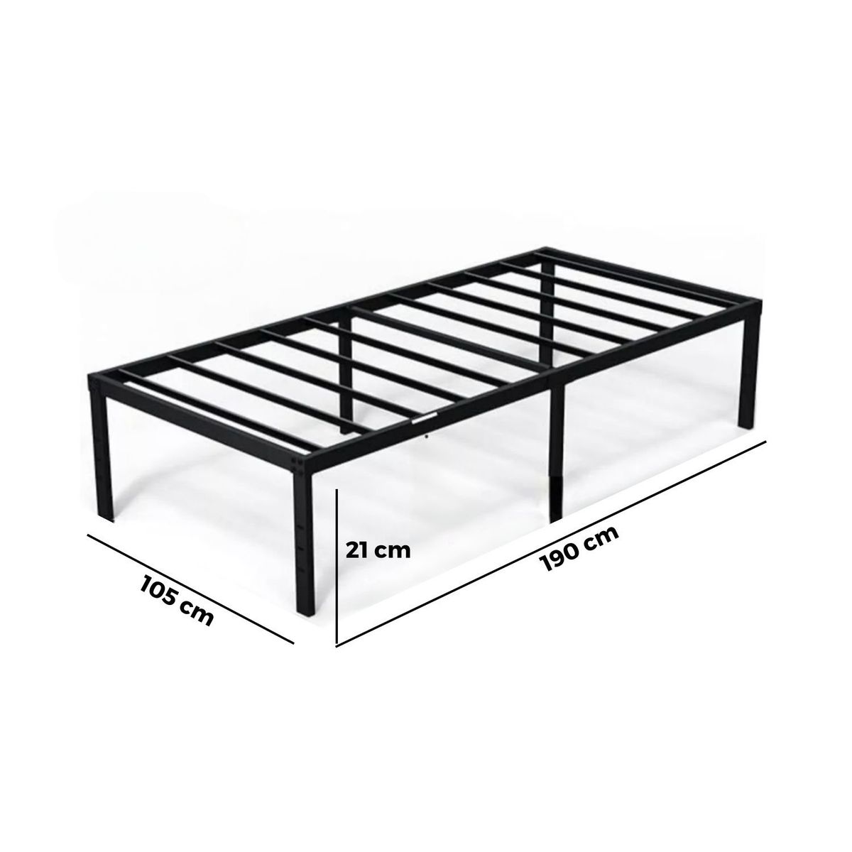 5 SUEÑO - Base de Cama Europea Metálica Negra 1,5 Plazas 5º Sueño 190x105x21cm