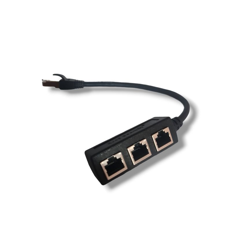 GENERICO - Adaptador Conector Hub Divisor Splitter 3 Lan Rj45 A Rj45