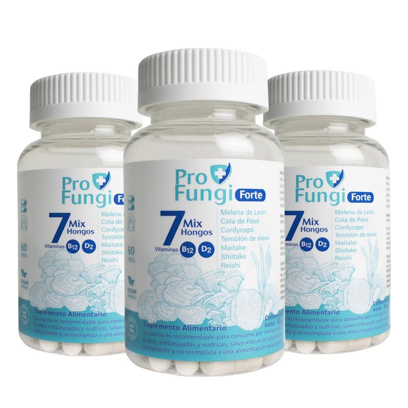 BIO SWISS LAB - PRO FUNGI FORTE (MIX  7 HONGOS FUNCIONALES + VIT D2 Y B12) 60 CAPS X 3.
