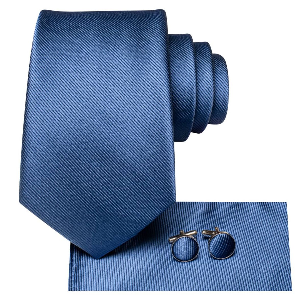 L LUXHER - Set corbata pañuelo y colleras de seda lujo Hi-tie mod Liso