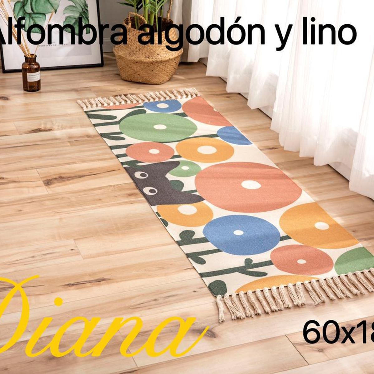 GENERICO - ALFOMBRA RECTANGULAR DE ALGODÓN Y LINO 60X180