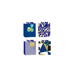 GENERICO - Bolsa de regalo azul y dorado 39x30x12cm Diseño aleatorio