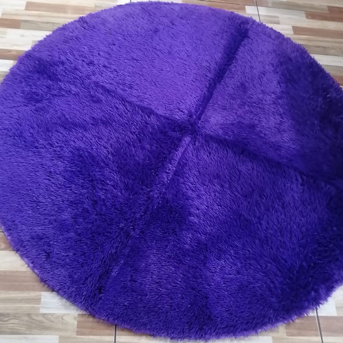 GENERICO - ALFOMBRA REDONDA PELUDA 150 cm X 150 cm ANTIDESLIZANTE COLOR MORADO